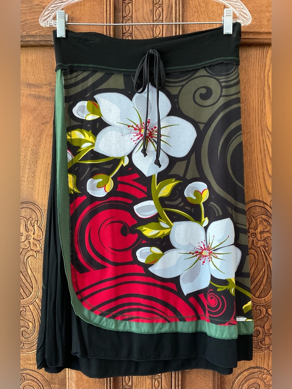 Luna Clair Bold Floral Cotton Jersey T-Shirt Midi Skirt with Drawstring Waist